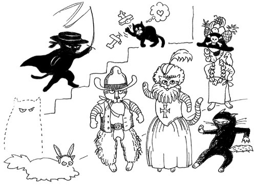 The cats celebrate Halloween