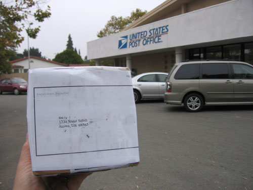 The box arrives at the post office