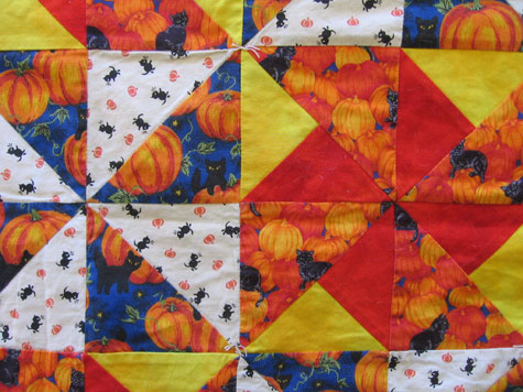 The Halloween quilt, fabric close-up