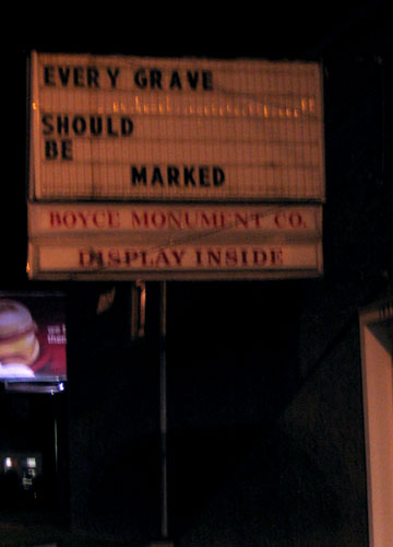 Marked graves sign