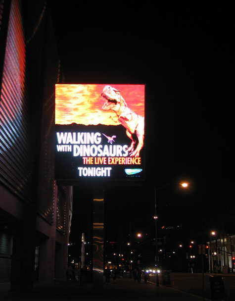 Electronic sign for Walking with Dinosaurs